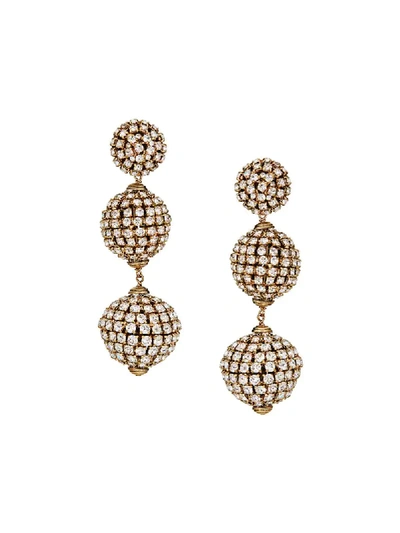 Shop Saint Laurent Gold-tone Crystal-embellished Drop Earrings