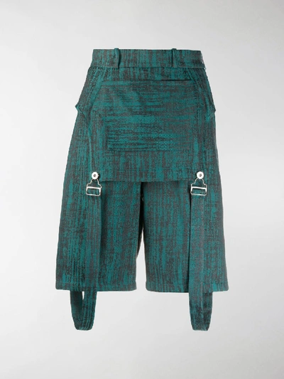 Shop Thebe Magugu Patterned Dungaree Shorts In Green