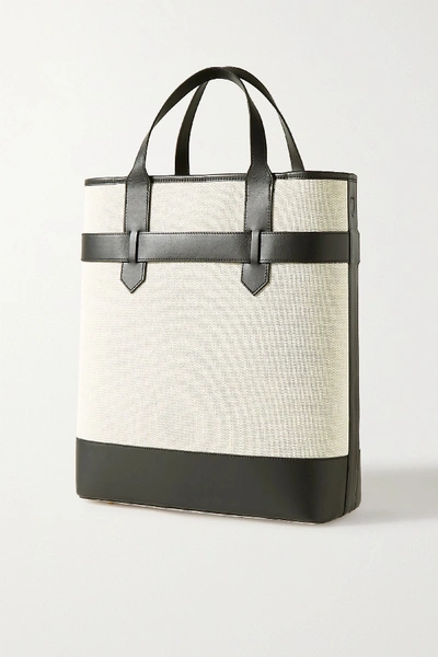 Shop Paravel Pacific Leather-trimmed Canvas Tote In Black