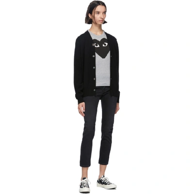 Shop Comme Des Garçons Play Black Wool Men's Fit Heart Cardigan