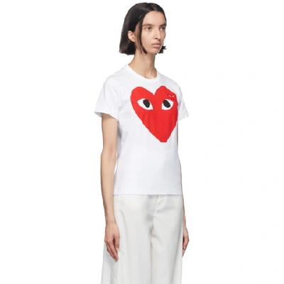 Shop Comme Des Garçons Play Comme Des Garcons Play White And Red Double Large Hearts T-shirt