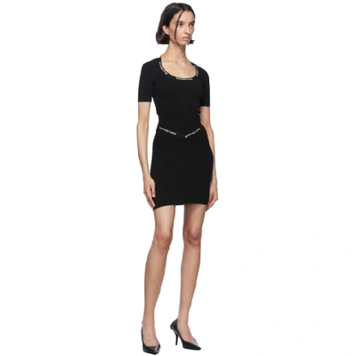 Shop Alexander Wang T Black Logo Trim Bodycon Miniskirt In 001 Black