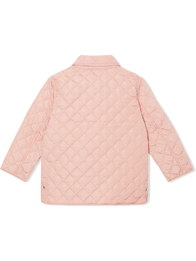 Shop Burberry Teen Diamond Quilted Jacket In Pink