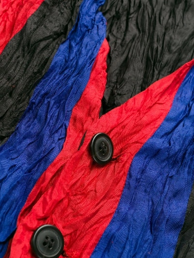 Pre-owned Issey Miyake 1990s Creased Striped Waistcoat In Black