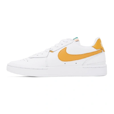 Shop Nike White & Yellow Leather Court Blanc Sneakers In 101 White T