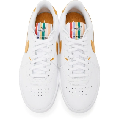 Shop Nike White & Yellow Leather Court Blanc Sneakers In 101 White T