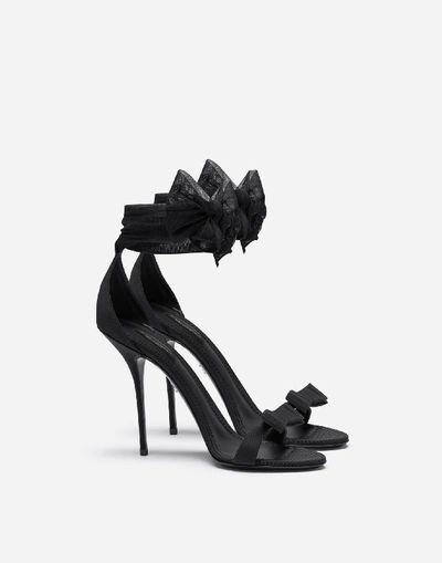 Shop Dolce & Gabbana Sandals In Stretch Tulle And Grosgrain