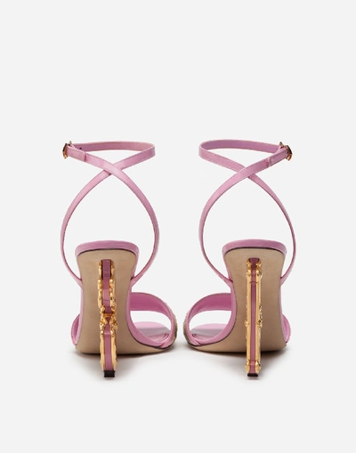 Shop Dolce & Gabbana Giotto Sandals With Baroque Dg Heel In Beige