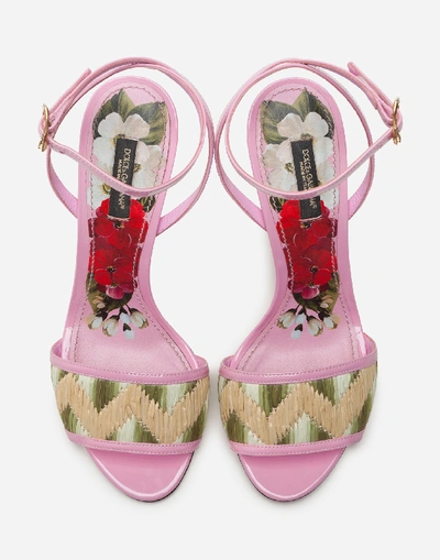 Shop Dolce & Gabbana Giotto Sandals With Baroque Dg Heel In Beige