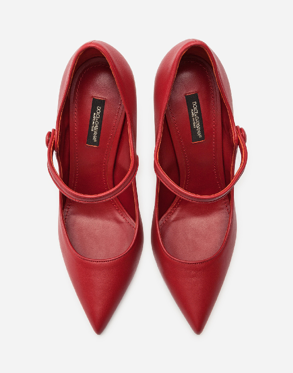 Dolce & Gabbana Nappa Leather Mary Jane With Baroque D&g Heel In Red ...