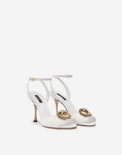 Shop Dolce & Gabbana Matelassé Nappa Leather Devotion Sandals