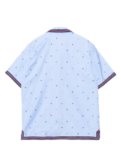 Shop Gucci Web Trim Short Sleeve Shirt In Blue