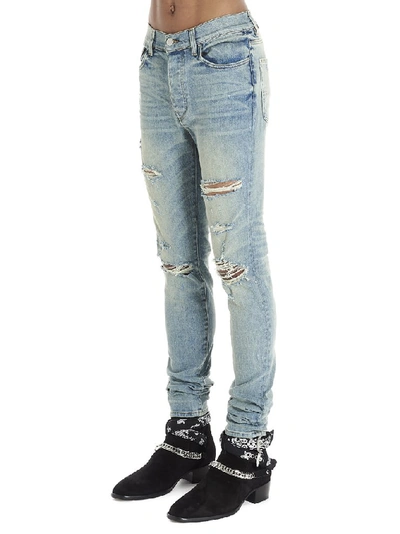 Shop Amiri Trasher Classic Jeans In Blue