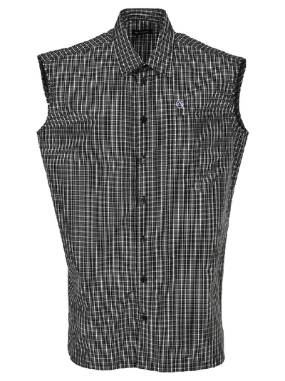 Shop Raf Simons Sleeveless Checked Shirt In Multi