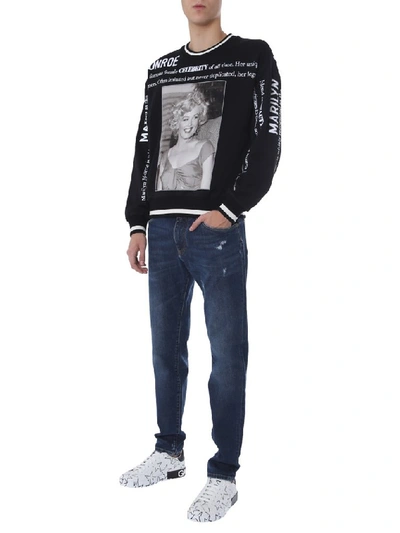 Shop Dolce & Gabbana Marilyn Monroe Printed Sweatshirt In Black