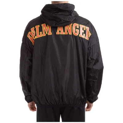 Shop Palm Angels Logo Hooded Jacket In Black