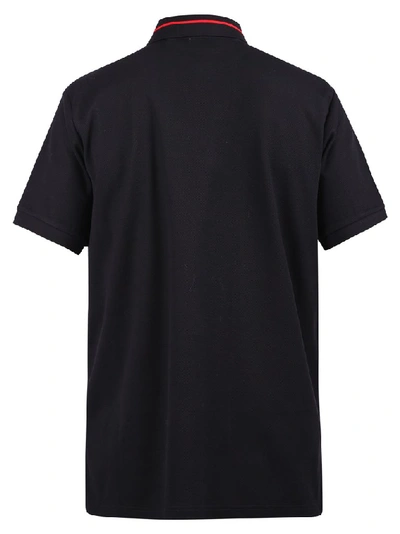 Shop Burberry Monogram Stripe Polo Shirt In Black