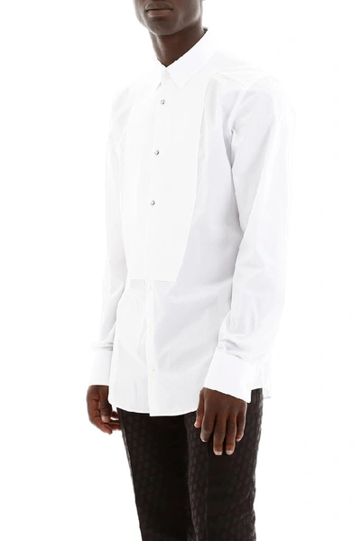 Shop Dolce & Gabbana Embellished Button Tuxedo Shirt In White