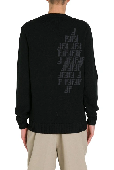 Shop Fendi Ff Jacquard Sweater In Black