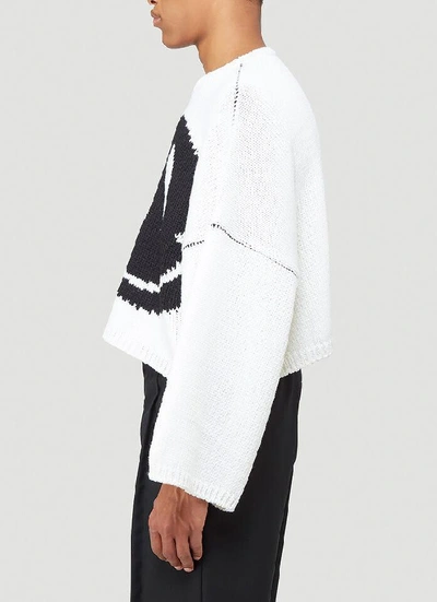 Shop Raf Simons Smiley Face Knitted Sweater In White