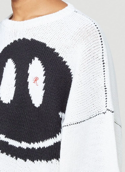 Shop Raf Simons Smiley Face Knitted Sweater In White