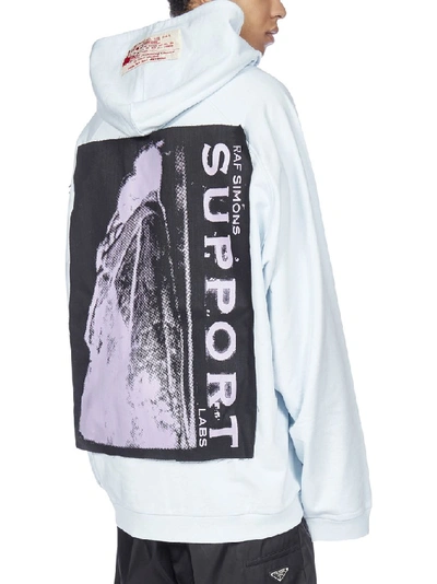 Shop Raf Simons Patched Detail Hoodie In Blue