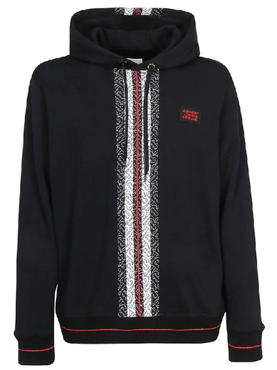 Shop Burberry Monogram Drawstring Hoodie In Black