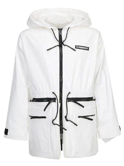 Shop Burberry Zipped Parka In White