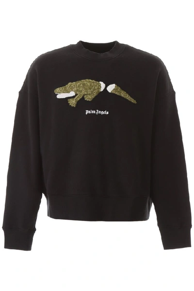 Shop Palm Angels Logo Graphic Print Sweatshirt In Black