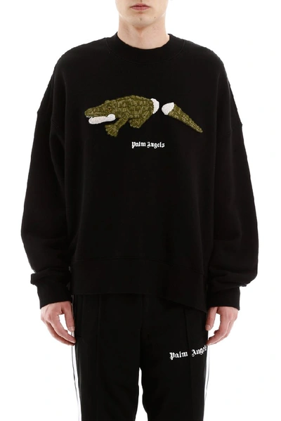 Shop Palm Angels Logo Graphic Print Sweatshirt In Black