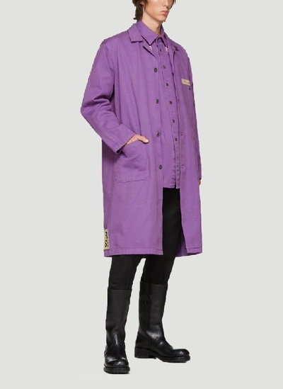 Shop Raf Simons Denim Laboratory Coat In Purple