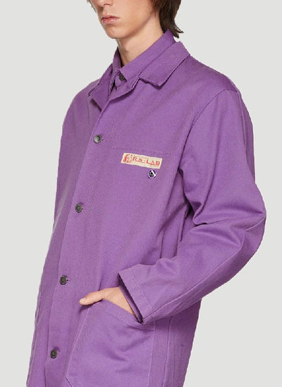 Shop Raf Simons Denim Laboratory Coat In Purple