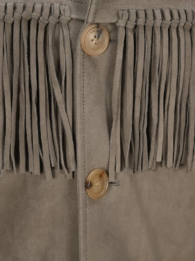 Shop Amiri Fringe Jacket In Grey