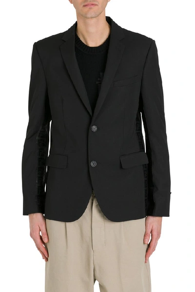 Shop Fendi Logo Tape Blazer In Black