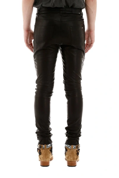Shop Amiri Slim Fit Leather Pants In Black