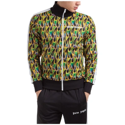 Shop Palm Angels Burning Motif Track Jacket In Green