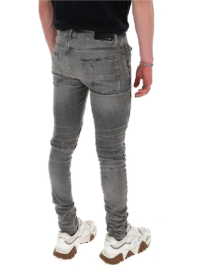 Shop Amiri Zip Detail Skinny Jeans In Grey