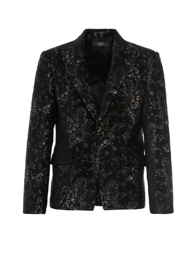 Shop Amiri Paisley Embroidered Blazer In Black
