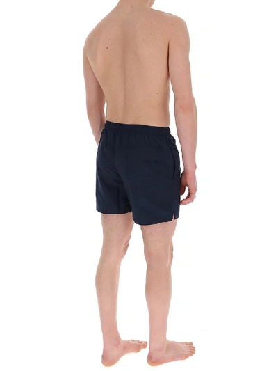 Shop Maison Kitsuné Tricolour Fox Swim Shorts In Navy