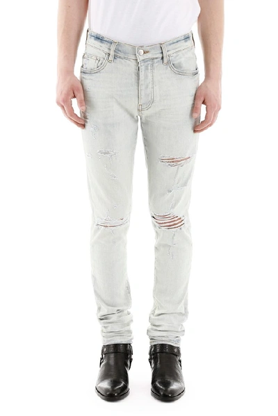 Shop Amiri Trasher Classic Jeans In Blue