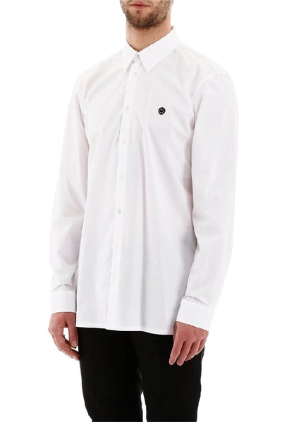Shop Raf Simons Smiley Face Embroidered Shirt In White