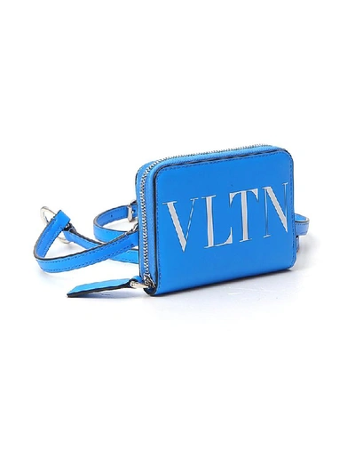 Shop Valentino Garavani Vltn Neon Strap Wallet In Blue
