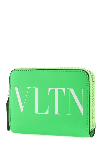 Shop Valentino Garavani Vltn Neon Strap Wallet In Green