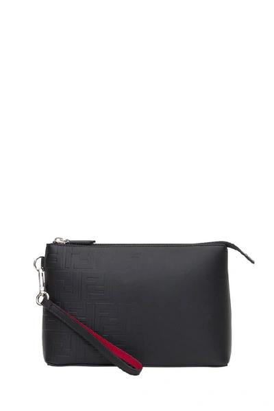 Shop Fendi Ff Faded Monogram Clutch In Black