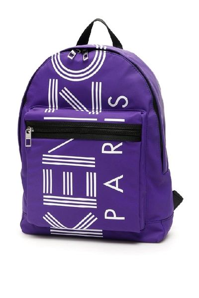 Shop Kenzo Logo Printed Backpack In Purple