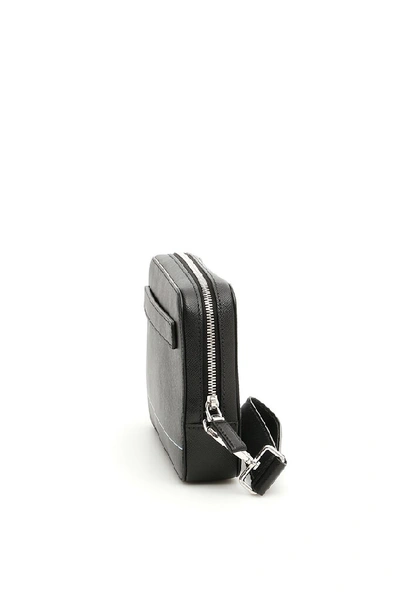 Shop Prada Logo Saffiano Clutch Bag In Black