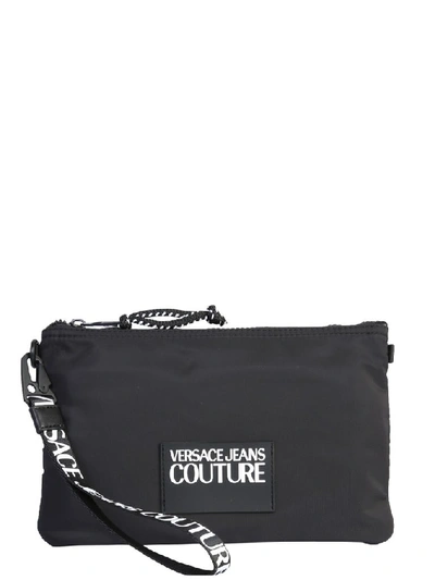 Shop Versace Jeans Couture Logo Patch Clutch Bag In Black