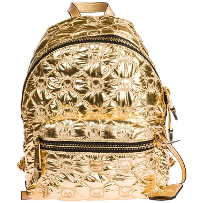 Shop Moschino Teddy Quilted Backpack In Gold