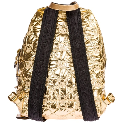 Shop Moschino Teddy Quilted Backpack In Gold