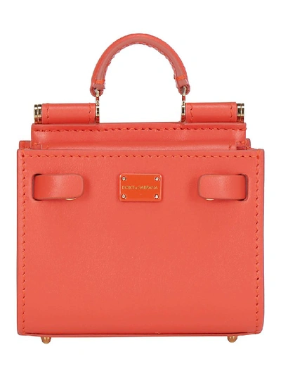 Shop Dolce & Gabbana Micro Sicily 62 Handbag In Orange